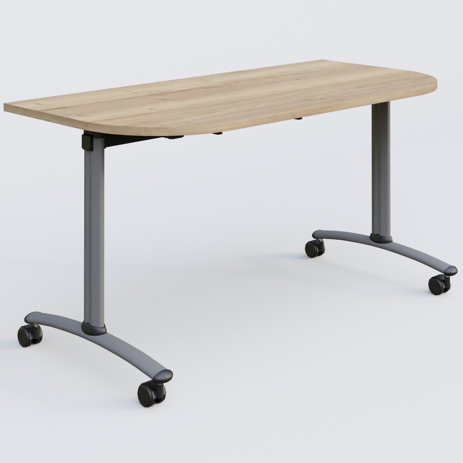 Module d'extrémité pour table abattante gamme Arca 145-70 cm. Plateau Chêne naturel et pietement Aluminium.