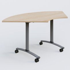 TABLES ABATTANTES - Plateaux 25 mm - Module 1/4 de couronne pour table abattante gamme Arca 120-120 cm. Plateau Hêtre et pietement Aluminium.
