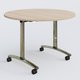 Table ronde gamme Arca D110 cm. Plateau Hêtre et pietement Chrome.
