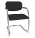 DIVA fauteuil dos tissu. piétement luge chromé. assise et dossier tissu BONDAI coloris noir