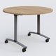 Table ronde gamme Arca D110 cm. Plateau Noyer et pietement Aluminium.