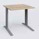 K1 Plateau droit 80x80 pieds fixe. Plateau Chêne naturel et pietement Aluminium