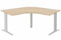 Bureau 120° symétrique, 120x120/80cm, Hêtre/Aluminium