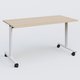Table abattante gamme Design 140*70 cm. Plateau Hêtre et pietement Blanc.