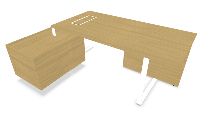 Gamme P1 - Tables de bureau - P1 Ensemble de bureau 244x150cm. crédence retour à droite. top access. avec voile de fond