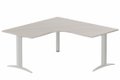 Plan Compact 90° symétrique 160x160/80cm structure pied d'angle, plateau acacia, structure aluminium