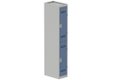 Vestiaire multicases 1 colonne L,30cm 2 cases (fermeture cadenas) H,180xL,30xP,50cm coffre gris clair/portes bleu