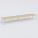 K5 table bench 560*120 cm. Plateau Chêne clair et pietement Blanc avec base chromé.