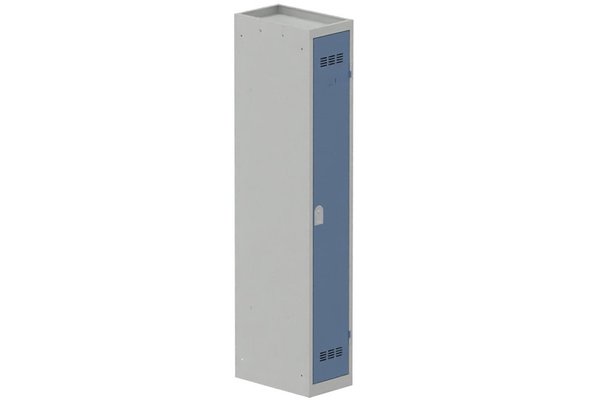 [Pas de famille] - [Pas de sous famille] - Vestiaire industrie propre 1 porte (serrure 2 clés) H180xL30xP50cm coffre gris clair/ porte(s) bleu