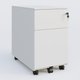 Caisson métal slim sur roulettes 2 tiroirs H57xL32xP54cm/ blanc