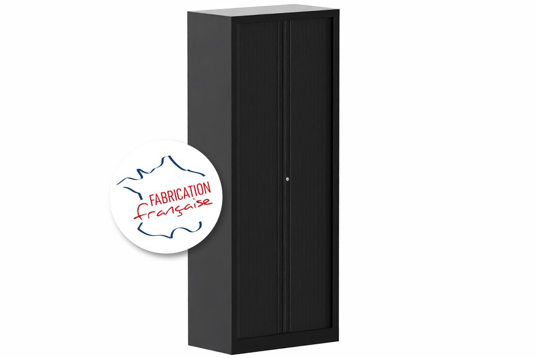 Armoire à rideaux 3P H198XL 80XP43 4 Tablettes , coffre noir/ rideaux noir