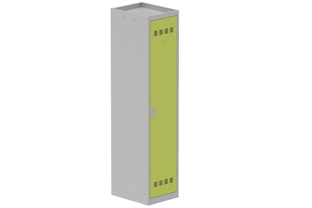 Vestiaire industrie salissante 1 porte (serrure 2 clés) H180xL40xP50cm coffre gris clair/ porte(s) anis