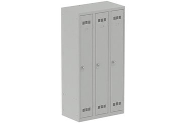 [Pas de famille] - [Pas de sous famille] - Vestiaire industrie propre 3 portes (fermeture cadenas) H180xL90xP50cm coffre gris clair/ porte(s) gris clair