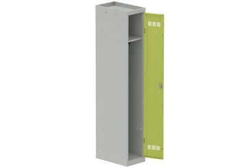 [Pas de famille] - [Pas de sous famille] - Vestiaire industrie propre 1 porte (fermeture cadenas) H180xL30xP50cm coffre gris clair/ porte(s) anis