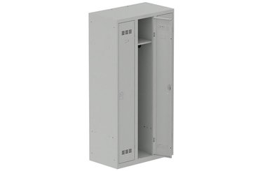 [Pas de famille] - [Pas de sous famille] - Vestiaire industrie propre 3 portes (serrure 2 clés) H180xL90xP50cm coffre gris clair/ porte(s) gris clair