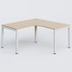 Bureau compact L 160/160 P 80/80 gamme K3. Plateau Hêtre et pietement Blanc.