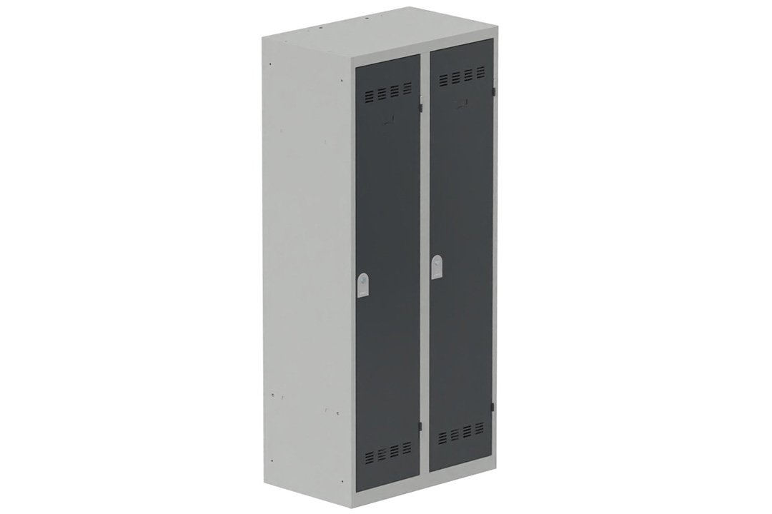 Vestiaire industrie salissante 2 portes (serrure 2 clés) H180xL80xP50cm coffre gris clair/ porte(s) anthracite