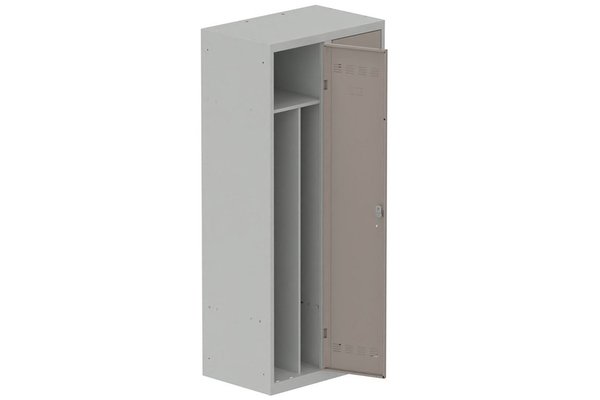 [Pas de famille] - [Pas de sous famille] - Vestiaire industrie salissante 2 portes (serrure 2 clés) H180xL80xP50cm coffre gris clair/ porte(s) basalte
