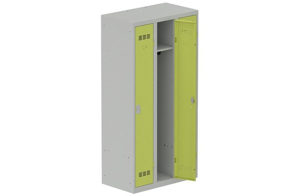 [Pas de famille] - [Pas de sous famille] - Vestiaire industrie propre 3 portes (serrure 2 clés) H180xL90xP50cm coffre gris clair/ porte(s) anis