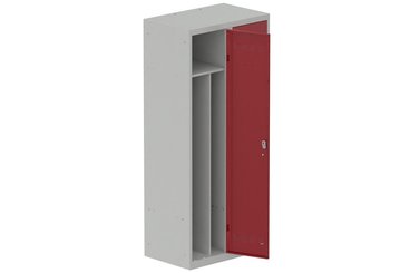 [Pas de famille] - [Pas de sous famille] - Vestiaire industrie salissante 2 portes (fermeture cadenas) H180xL80xP50cm coffre gris clair/ porte(s) rouge