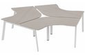 Ensemble de 3 compacts 120° symétrique 120 x 120 / 80 cm, structure pied d'angle, plateau acacia, structure blanc