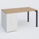 K3 Plateau droit 140x80 avec tour de rangement sous le plateau à gauche. Plateau Noyer et pietement Anthracite