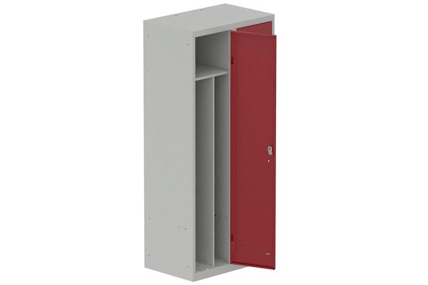 [Pas de famille] - [Pas de sous famille] - Vestiaire industrie salissante 2 portes (serrure 2 clés) H180xL80xP50cm coffre gris clair/ porte(s) rouge
