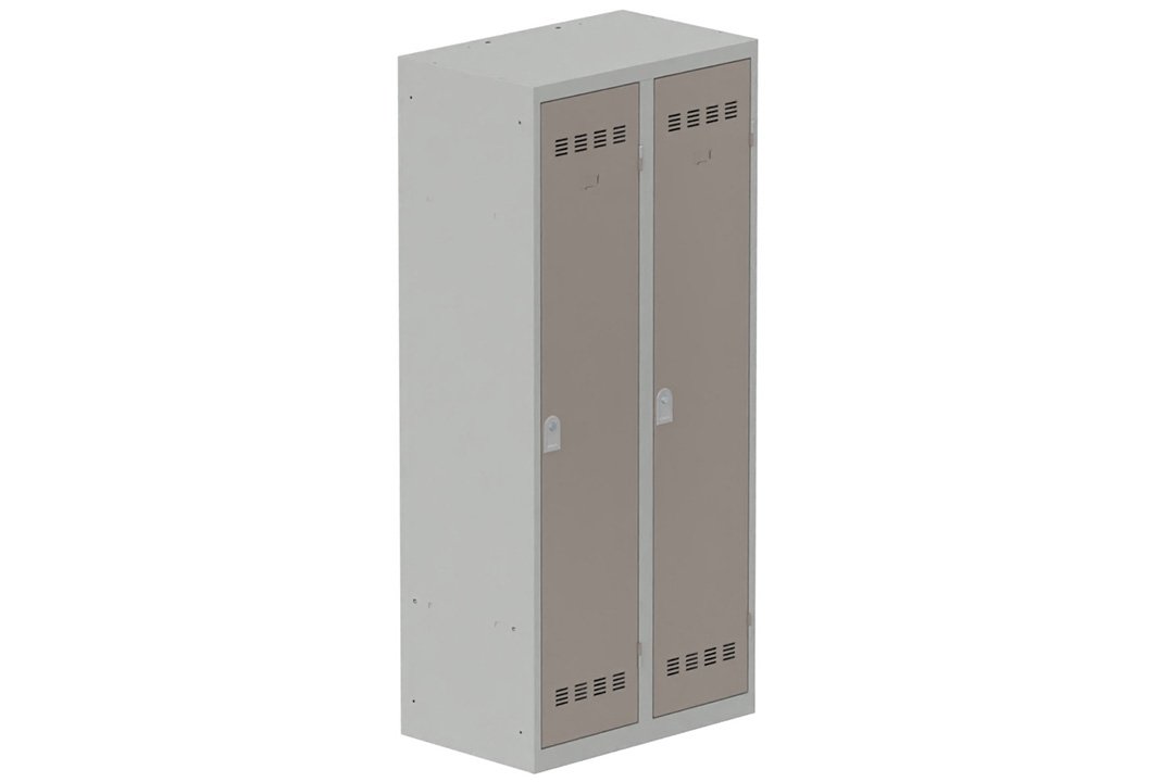 Vestiaire industrie salissante 2 portes (serrure 2 clés) H180xL80xP50cm coffre gris clair/ porte(s) basalte