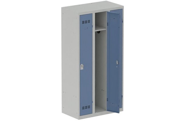 [Pas de famille] - [Pas de sous famille] - Vestiaire industrie propre 3 portes (fermeture cadenas) H180xL90xP50cm coffre gris clair/ porte(s) bleu