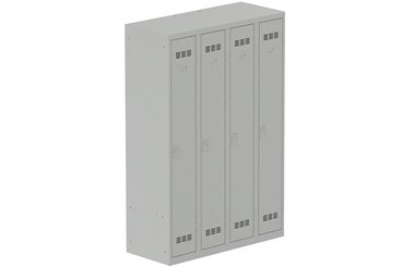 [Pas de famille] - [Pas de sous famille] - Vestiaire industrie propre 4 portes (serrure 2 clés) H180xL120xP50cm coffre gris clair/ porte(s) gris clair