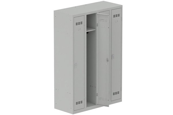 [Pas de famille] - [Pas de sous famille] - Vestiaire industrie propre 4 portes (serrure 2 clés) H180xL120xP50cm coffre gris clair/ porte(s) gris clair