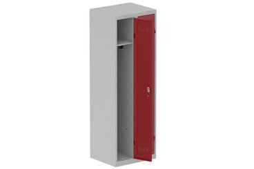 [Pas de famille] - [Pas de sous famille] - Vestiaire industrie propre 2 portes (serrure 2 clés) H180xL60xP50cm coffre gris clair/ porte(s) rouge