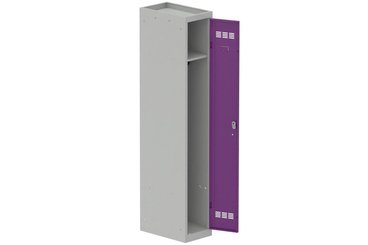 [Pas de famille] - [Pas de sous famille] - Vestiaire industrie propre 1 porte (fermeture cadenas) H180xL30xP50cm coffre gris clair/ porte(s) prune