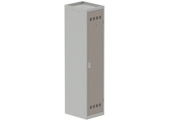 [Pas de famille] - [Pas de sous famille] - Vestiaire industrie salissante 1 porte (serrure 2 clés) H180xL40xP50cm coffre gris clair/ porte(s) basalte