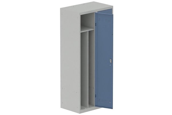 [Pas de famille] - [Pas de sous famille] - Vestiaire industrie salissante 2 portes (fermeture cadenas) H180xL80xP50cm coffre gris clair/ porte(s) bleu