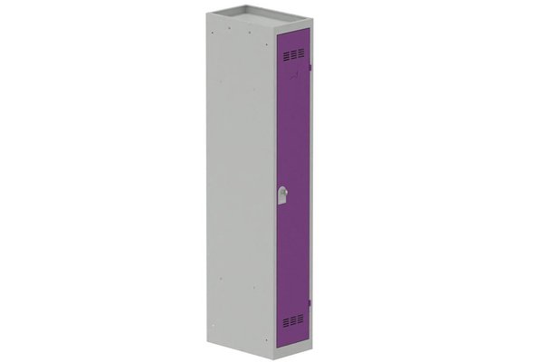 [Pas de famille] - [Pas de sous famille] - Vestiaire industrie propre 1 porte (fermeture cadenas) H180xL30xP50cm coffre gris clair/ porte(s) prune