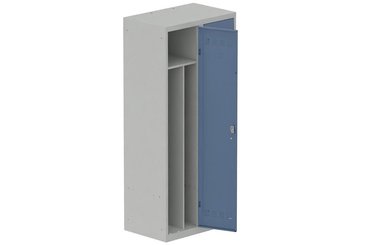 [Pas de famille] - [Pas de sous famille] - Vestiaire industrie salissante 2 portes (serrure 2 clés) H180xL80xP50cm coffre gris clair/ porte(s) bleu