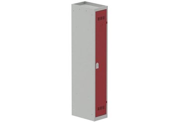 [Pas de famille] - [Pas de sous famille] - Vestiaire industrie propre 1 porte (serrure 2 clés) H180xL30xP50cm coffre gris clair/ porte(s) rouge