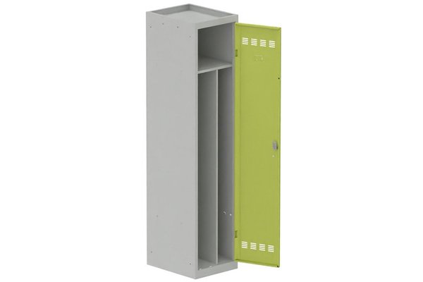 [Pas de famille] - [Pas de sous famille] - Vestiaire industrie salissante 1 porte (fermeture cadenas) H180xL40xP50cm coffre gris clair/ porte(s) anis