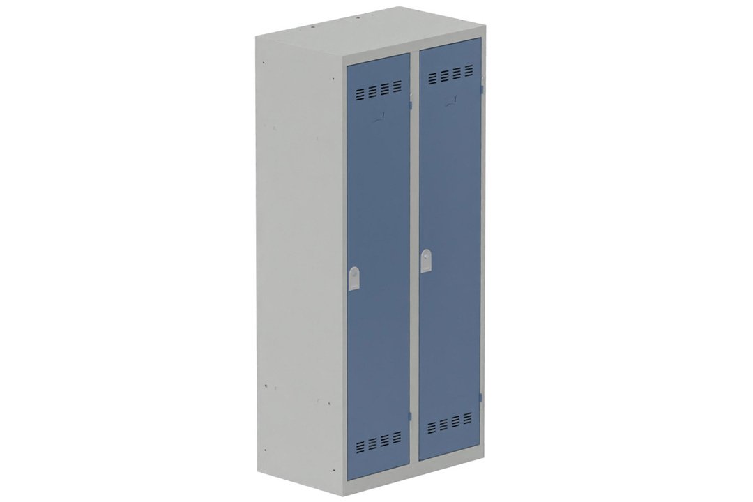Vestiaire industrie salissante 2 portes (serrure 2 clés) H180xL80xP50cm coffre gris clair/ porte(s) bleu