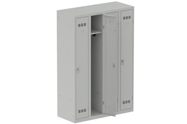 [Pas de famille] - [Pas de sous famille] - Vestiaire industrie propre 4 portes (fermeture cadenas) H180xL120xP50cm coffre gris clair/ porte(s) gris clair