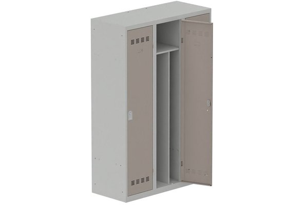 [Pas de famille] - [Pas de sous famille] - Vestiaire industrie salissante 3 portes (serrure 2 clés) H180xL120xP50cm coffre gris clair/ porte(s) basalte