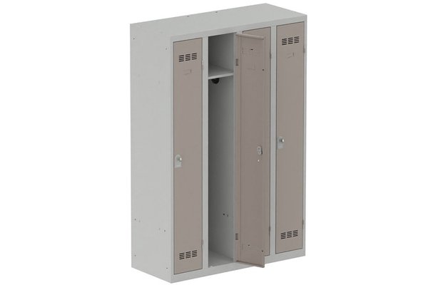 [Pas de famille] - [Pas de sous famille] - Vestiaire industrie propre 4 portes (fermeture cadenas) H180xL120xP50cm coffre gris clair/ porte(s) basalte