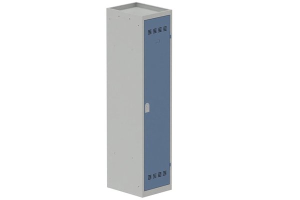 [Pas de famille] - [Pas de sous famille] - Vestiaire industrie salissante 1 porte (serrure 2 clés) H180xL40xP50cm coffre gris clair/ porte(s) bleu