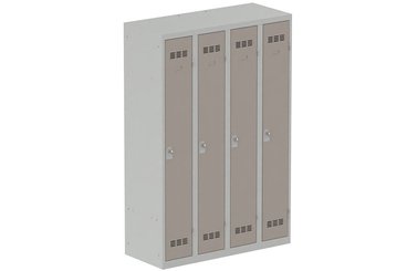 [Pas de famille] - [Pas de sous famille] - Vestiaire industrie propre 4 portes (fermeture cadenas) H180xL120xP50cm coffre gris clair/ porte(s) basalte