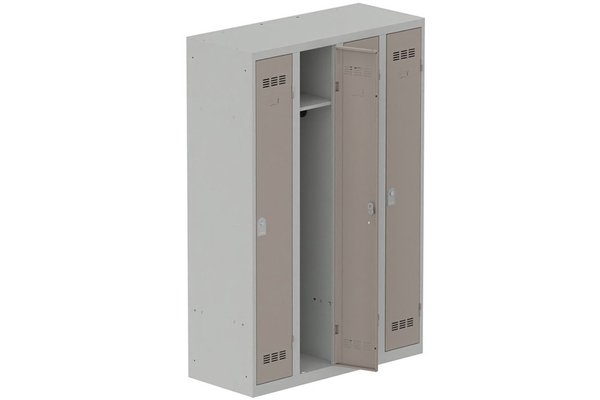 [Pas de famille] - [Pas de sous famille] - Vestiaire industrie propre 4 portes (serrure 2 clés) H180xL120xP50cm coffre gris clair/ porte(s) basalte