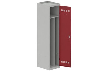 [Pas de famille] - [Pas de sous famille] - Vestiaire industrie salissante 1 porte (fermeture cadenas) H180xL40xP50cm coffre gris clair/ porte(s) rouge