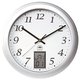 Pendule avec dateur, diamètre 30cm avec changement d'heure automatique, fond blanc et cadre aluminium