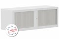 Armoire rehausse H44xL120cm coffre blanc/rideaux aluminium