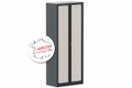 Armoire à rideaux H198xL80cm 4 tablettes, anthracite / acacia